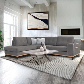 Γωνιακός Καναπές Sebastian Fylliana Αριστερή Γωνία Γκρί 280x220x95 εκ. 280x220x95 εκ.