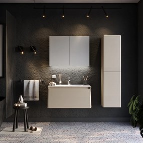 Martin Bella Beige 80  MDF - Πάγκος με Νιπτήρα &amp; Καθρέπτη