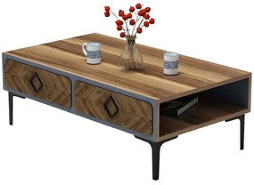 Τραπέζι Σαλονιού Samba 845HCT2848 105x60x34,6cm Walnut-Blue