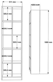 Βιβλιοθήκη Oteca 10θέσεων pakoworld σε λευκή απόχρωση 51.1x25.4x180εκ - 176-000199