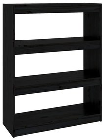vidaXL Βιβλιοθήκη/Διαχωριστικό Χώρου Μαύρη 80x30x103,5 εκ. Μασίφ Πεύκο