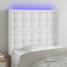 vidaXL Κεφαλάρι Κρεβατιού LED Λευκό 103x16x118/128 εκ. Συνθετ. Δέρμα