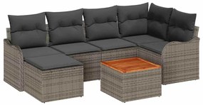 vidaXL Σετ Καναπέ Κήπου 7 pcs Γκρι Πολυ ράταν