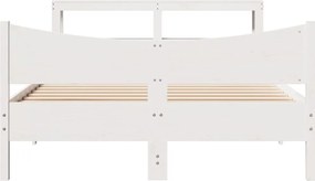 vidaXL Πλαίσιο Κρεβατιού με Κεφαλάρι Λευκό 120x190 εκ. Μασίφ Πεύκου