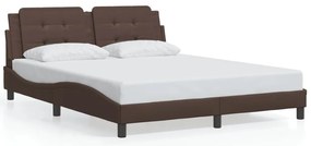 vidaXL Σκελετός Κρεβατιού Χωρίς Στρώμα Zadar Καφέ 160x200 εκ. Συνθετικό Δέρμα