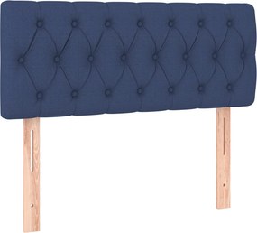 vidaXL Κρεβάτι Boxspring με Στρώμα Μπλε 90x200 εκ.Υφασμάτινο