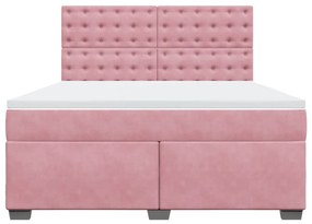 vidaXL Κρεβάτι Boxspring με Στρώμα Ροζ 180x200 εκ. Βελούδινο