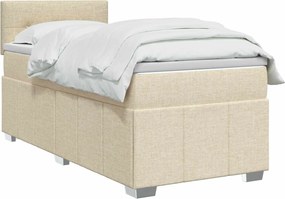 vidaXL Κρεβάτι box spring με στρώμα Κρεμ 90 x 200 cm Ύφασμα