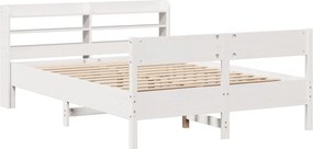 vidaXL Σκελετός Κρεβ. Χωρίς Στρώμα Λευκό 135x190 εκ Μασίφ Πεύκο