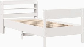 vidaXL Σκελετός Κρεβ. Χωρίς Στρώμα Λευκό 75x190 εκ Μασίφ Πεύκο