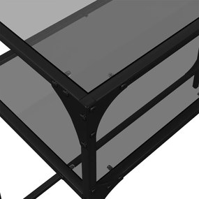 vidaXL Τραπέζι Κονσόλα Επιφάνεια Μαύρο Γυαλί 98x35x81 εκ. Ατσάλι