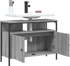 vidaXL Ντουλάπι Νιπτήρα Μπάνιου Γκρι Sonoma 80x30x60 εκ. Επεξ. Ξύλο