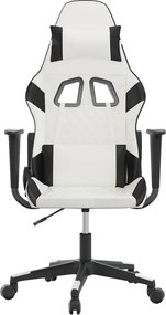 vidaXL Καρέκλα Gaming Μασάζ Λευκό/Μαύρο από Συνθετικό Δέρμα
