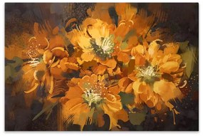 Πίνακας σε καμβά "Orange Flowers" Megapap ψηφιακής εκτύπωσης 120x60x3εκ. - 0206108