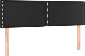 vidaXL Κρεβάτι Boxspring με Στρώμα &amp; LED Μαύρο 140x200 εκ. Συνθ. Δέρμα