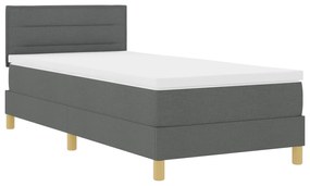 vidaXL Κρεβάτι Box Spring με Στρώμα & LED Σκούρο Γκρι 90x200 εκ. Ύφασμα