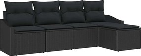 vidaXL Σετ Καναπέ με μαξιλάρι 5 pcs Μαύρο συνθετικό ρατάν