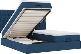 vidaXL Οθωμανικό κρεβάτι με στρώματα μπλε 180x200cm ύφασμα