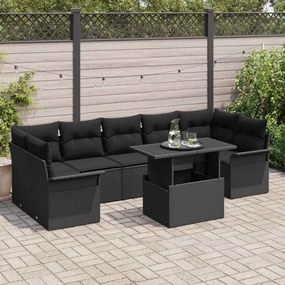 vidaXL Σετ Καναπέ Κήπου με μαξιλάρι 8 pcs Μαύρο Πολυ ράταν
