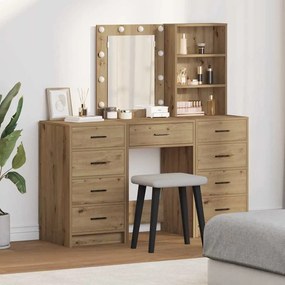 vidaXL Τραπέζι περιποίησης με συρτάρι 3 pcs Καφέ Επεξεργασμένο ξύλο