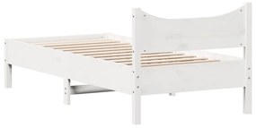 vidaXL Σκελετός Κρεβ. Χωρίς Στρώμα Λευκό 75x190 εκ Μασίφ Πεύκο