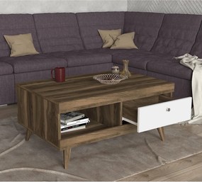 Τραπεζάκι σαλονιού Hios λευκό/σκούρο καφέ 100x65x47εκ