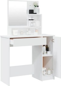 vidaXL Μπουντουάρ με Καθρέφτη Λευκό 86,5 x 35 x 136 εκ.