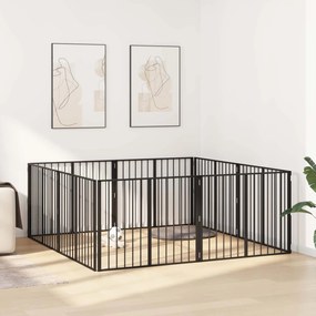 vidaXL Πόρτα Σκύλου 8 pcs Μαύρο 100 x 80 cm Επικαλυμμένος Χάλυβας