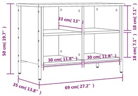 Παπουτσοθήκη Καφέ Δρυς 69 x 35 x 50 εκ. από Επεξεργ. Ξύλο - Καφέ