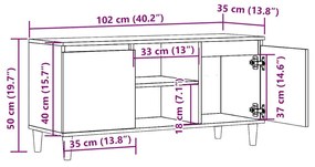 Έπιπλο Τηλεόρασης Αρτισιανή Δρυς 102x35x50 εκ από Επεξεργ. Ξύλο - Καφέ