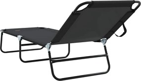 vidaXL Πτυσσόμενη ξαπλώστρα Μαύρο 188 x 57 x 86,5 εκ. Πολυεστέρας