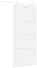 vidaXL Συρόμενη Πόρτα  με Υλικά Λευκή 93x211 εκ. Συμπαγές Ξύλο Πεύκο
