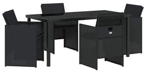 vidaXL Σέτ φαγητού για κήπο 5 pcs Μαύρο συνθετικό ρατάν
