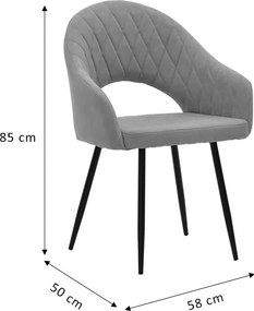 Πολυθρόνα Macie pakoworld ύφασμα antique γκρι-μαύρο 58x50x85εκ