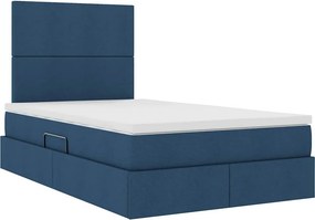 vidaXL LED Κρεβάτι αποθήκευσης με στρώμα Μπλε 120 x 200 cm Ύφασμα