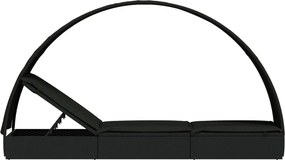 vidaXL Ξαπλώστρα Στρογγυλή Οροφή Μαύρη 211 x 57 x 140 εκ. Συνθ. Ρατάν