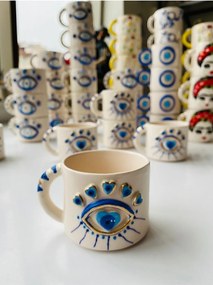 Stewehome χειροποίητο κεραμικό φλιτζάνι καφέ με καρδιά Μπλε