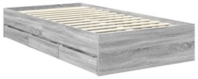 vidaXL Σκελετός Κρεβατιού Γκρίζο Σονομα 90 x 200 cm Μηχανήματος Ξύλο