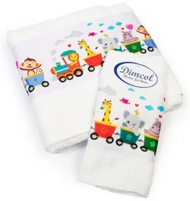 Πετσέτα Σετ 2 τεμ Με Ψηφιακή Εκτύπωση bebe Train 346 30X50,70X140 White 100% Cotton