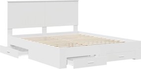 vidaXL Σκελετός Κρεβατιού Λευκό 160 x 200 cm Επεξεργασμένο ξύλο