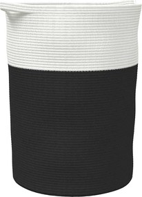 vidaXL Καλάθι Αποθήκευσης Μαύρο και Λευκό Ø49x65 εκ. Βαμβακερό