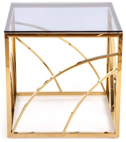 Βοηθητικό τραπεζάκι Houston 989, Χρυσό, 55x55x55cm, 14 kg, Επεξεργασμένο γυαλί, Γωνιακό | Epipla1.gr