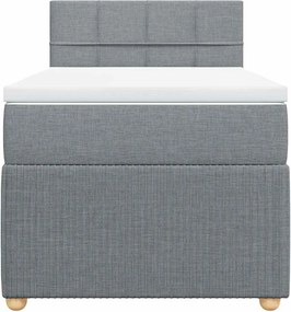 vidaXL Κρεβάτι Boxspring με Στρώμα Ανοιχτό Γκρι 90x200 εκ. Υφασμάτινο