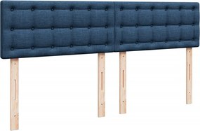 vidaXL Κρεβάτι Boxspring με Στρώμα Μπλε 200x200 εκ. Υφασμάτινο