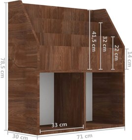 vidaXL Παιδικό Ράφι Περιοδικών Καφέ Δρυς 71x30x78,5 εκ. Επεξεργ. ξύλο