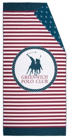 Πετσέτα Θαλάσσης Microfiber 80x170εκ. Essential 4027 Μπλε-Κόκκινη Greenwich Polo Club