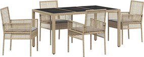 vidaXL Σέτ φαγητού για κήπο 5 pcs Μπεζ συνθετικό ρατάν