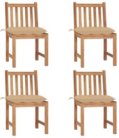 vidaXL Καρέκλες Κήπου 4 τεμ. από Μασίφ Ξύλο Teak με Μαξιλάρια