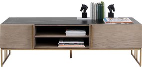 Έπιπλο Tv Cesaro Όψη Μαρμάρου Καφέ 160x48x50 εκ. - Μαύρο