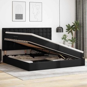 vidaXL Κρεβάτι Αποθήκης με στρώμα Μαύρο 200 x 200 cm Τεχνητό Δέρμα